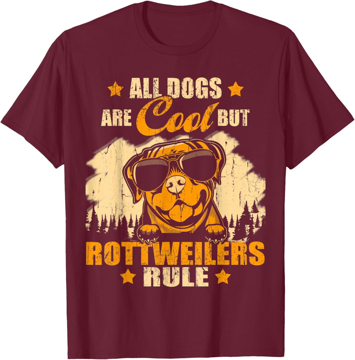 All Dogs Are Cool But Rottweilers Rule Funny Christmas T-Shirt - T-Shirt | Maroon