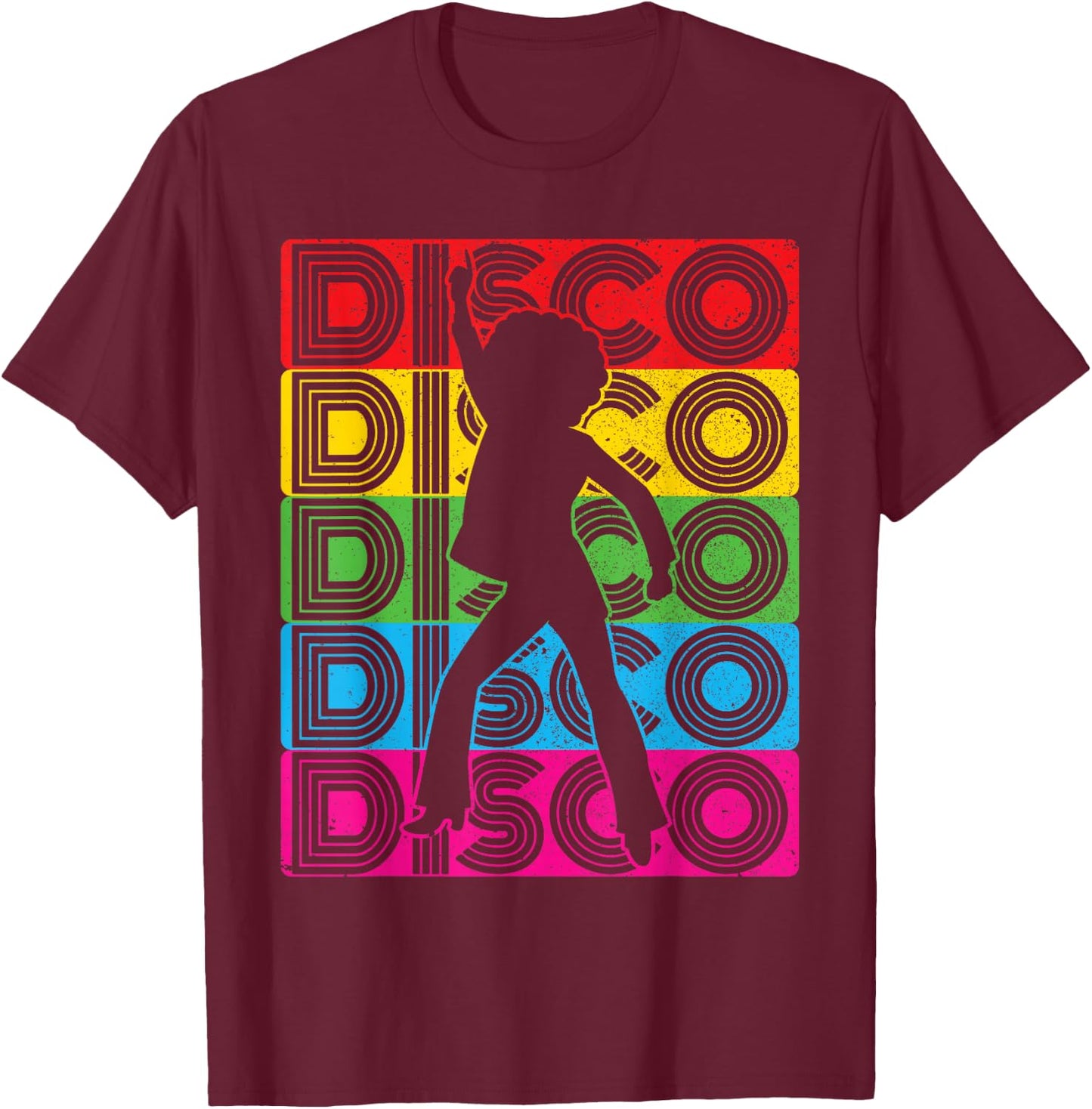 Disco Outfit Women's 70s & 80s Costume Dance Party Disco , black, s T-Shirt - T-Shirt | Maroon