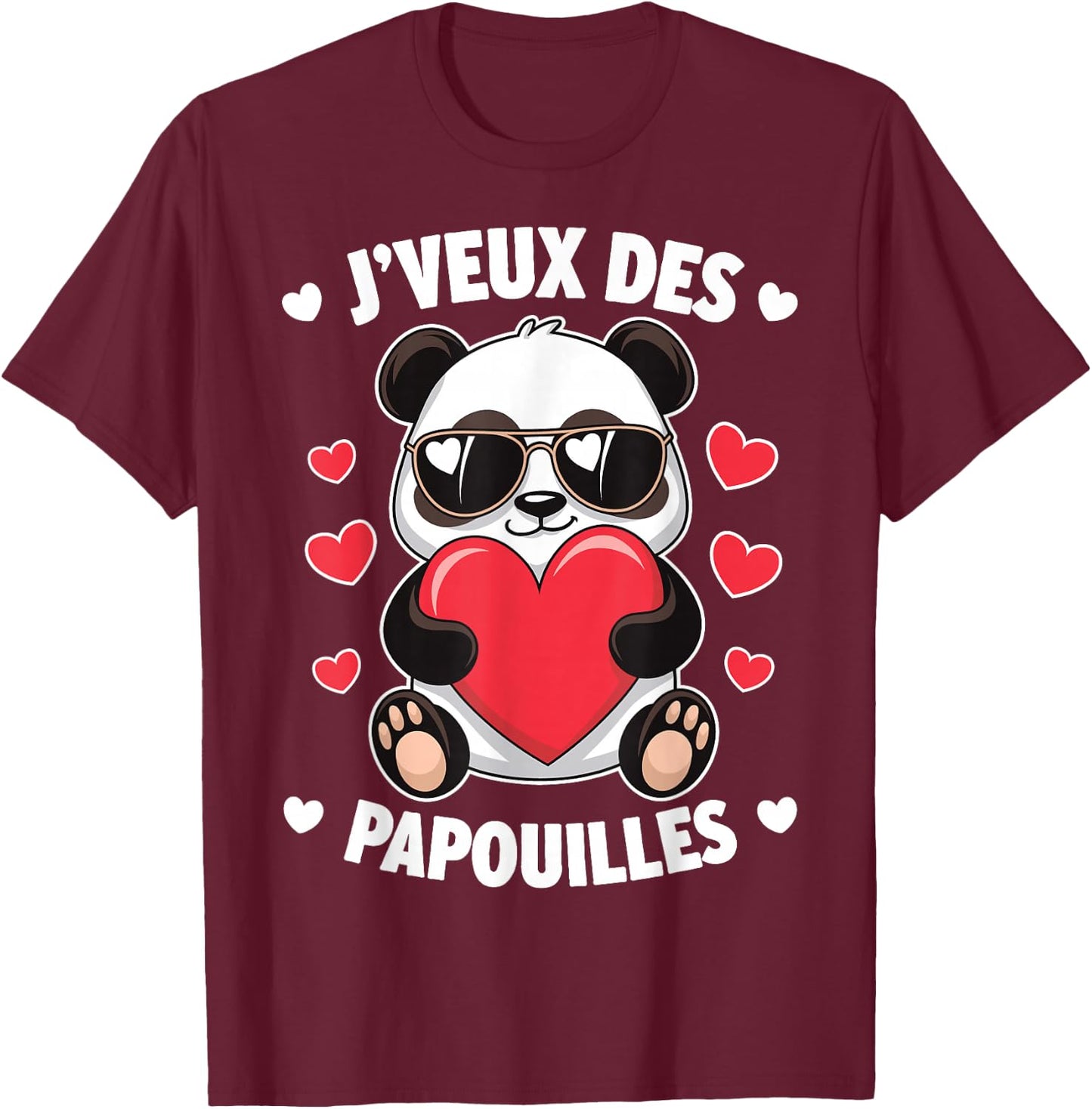 I Want Papouilles Love Couple Humor Valentine's Day , Black, S T-Shirt - T-Shirt | Maroon