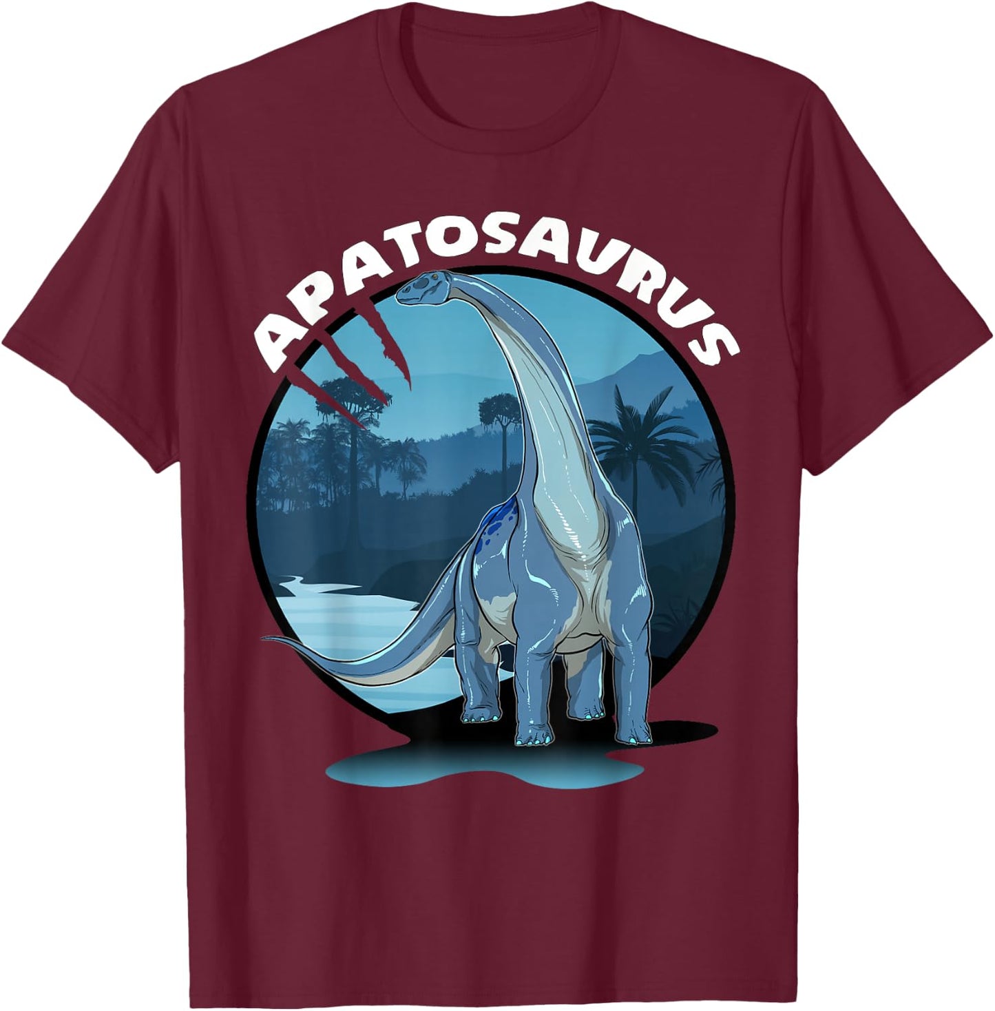 Apatosaurus Dinosaur Design With Background T-Shirt - T-Shirt | Maroon