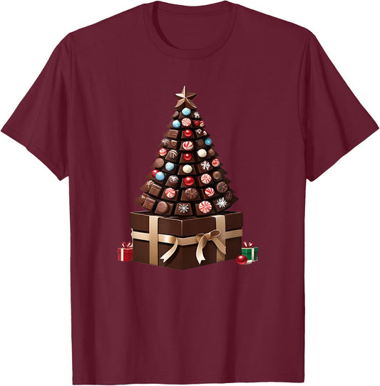 Box of Chocolates Christmas Tree T-Shirt - T-Shirt | Maroon