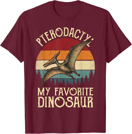Pterodactyl My Favorite Dinosaur T-Shirt - T-Shirt | Maroon