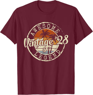 Vintage 1928 98yr 98th Birthday Gifts 98 Years Old T-Shirt - T-Shirt | Maroon