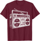 Boombox Line Art R&B Hip Hop Music T-Shirt - T-Shirt | Maroon