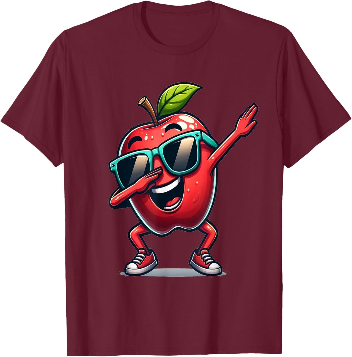 Dab Apple Dancing Dabbing Apple Fruit T-Shirt - T-Shirt | Maroon