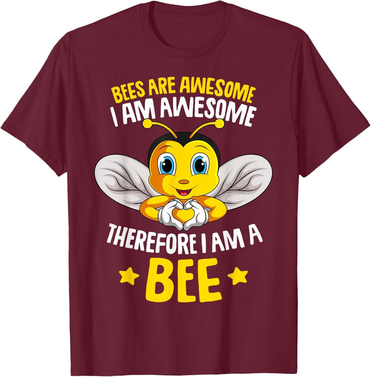 Bees Are Awesome Bumble Bee Kids Boys Girls T-Shirt - T-Shirt | Maroon