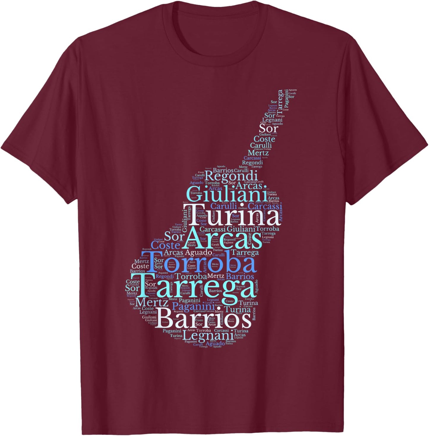 Classical Guitar - Spanish Guitar , Black, S T-Shirt - T-Shirt | Maroon