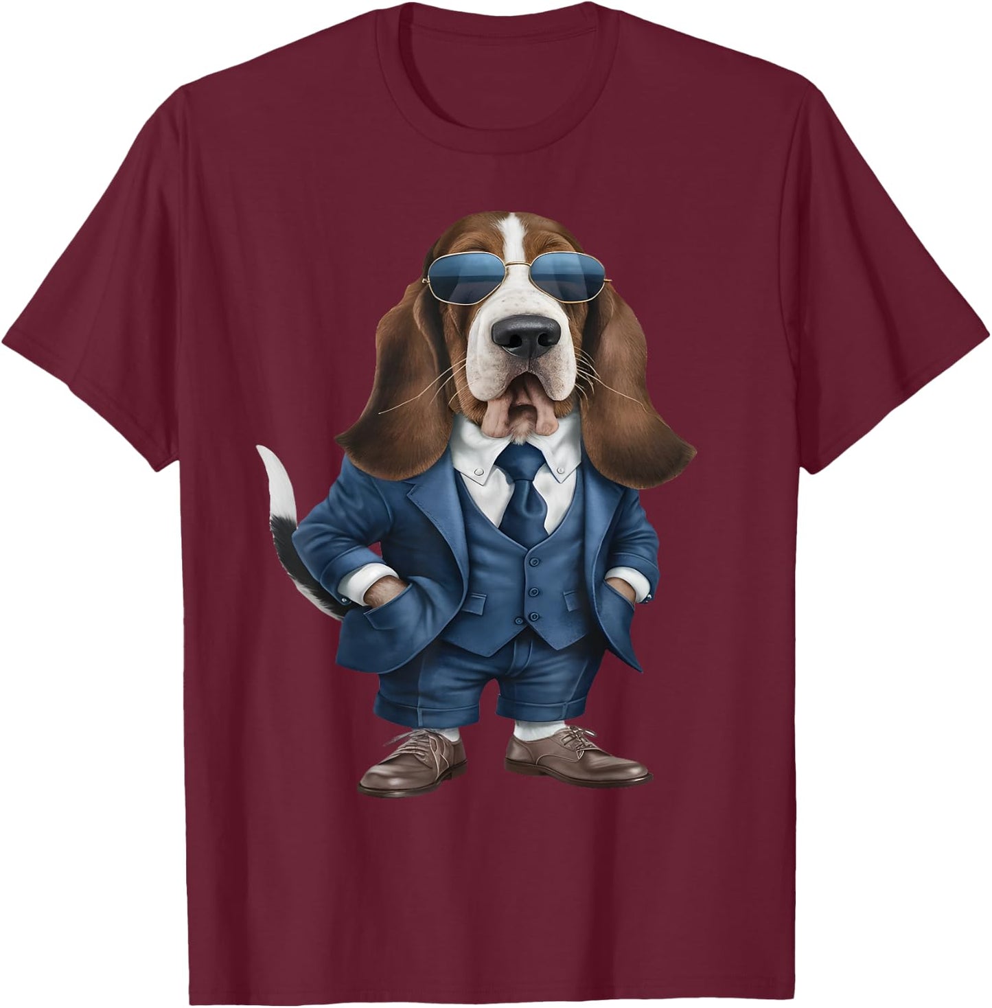Men Woman Basset Hound Suit Basset Hound T-Shirt - T-Shirt | Maroon