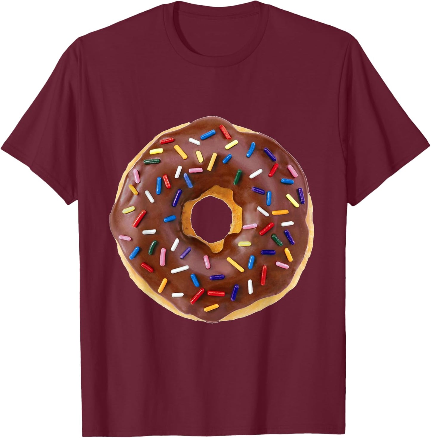 Chocolate Donut with Sprinkles T-Shirt - T-Shirt | Maroon
