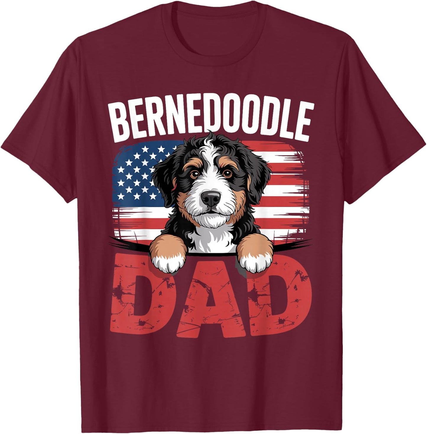 Funny Bernedoodle Dad Art Boys Bernedoodle Dog Owner T-Shirt - T-Shirt | Maroon
