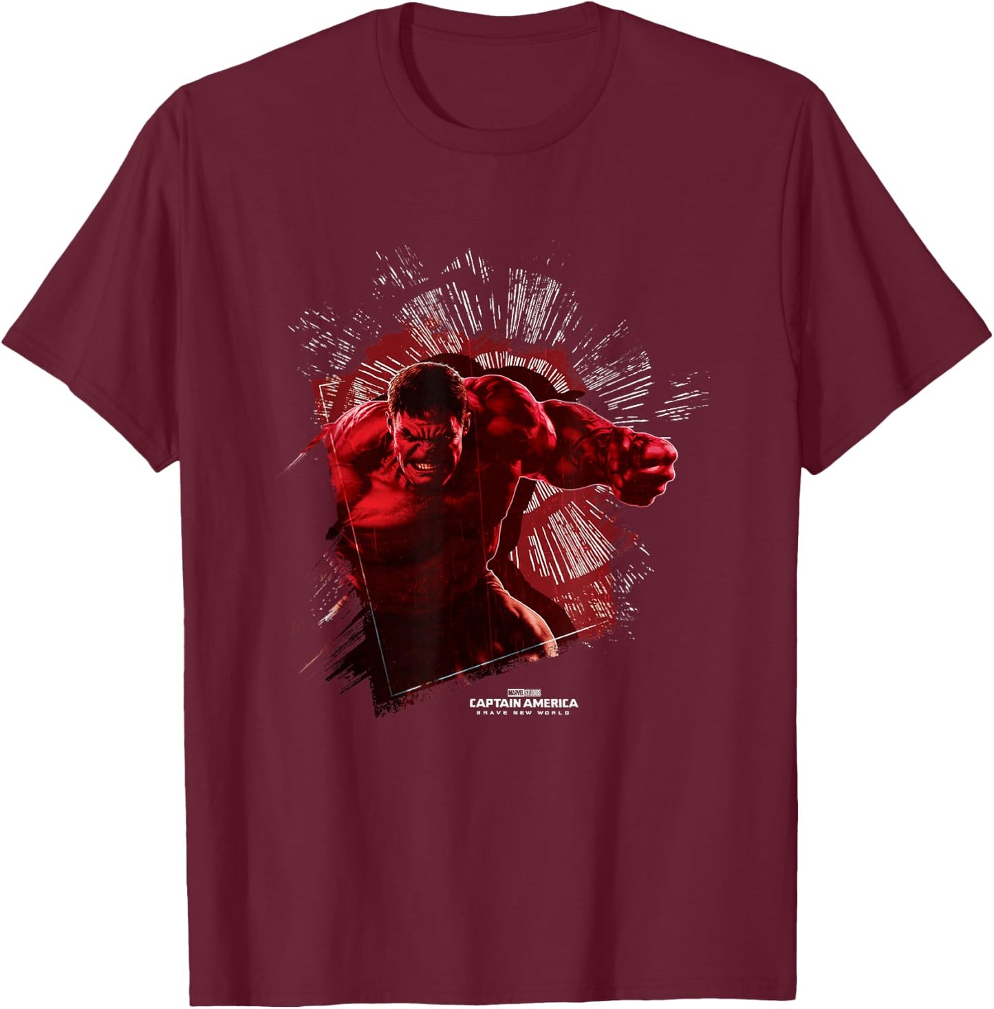 Marvel Captain America: Brave New World Red Hulk Smash , Black, S T-Shirt - T-Shirt | Maroon