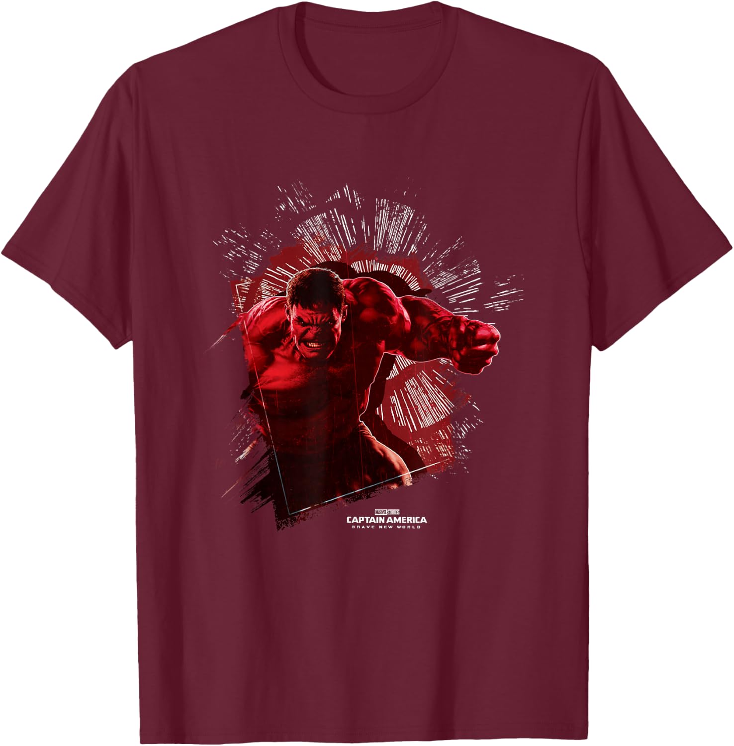 Marvel Captain America: Brave New World Red Hulk Smash , Black, S T-Shirt - T-Shirt | Maroon