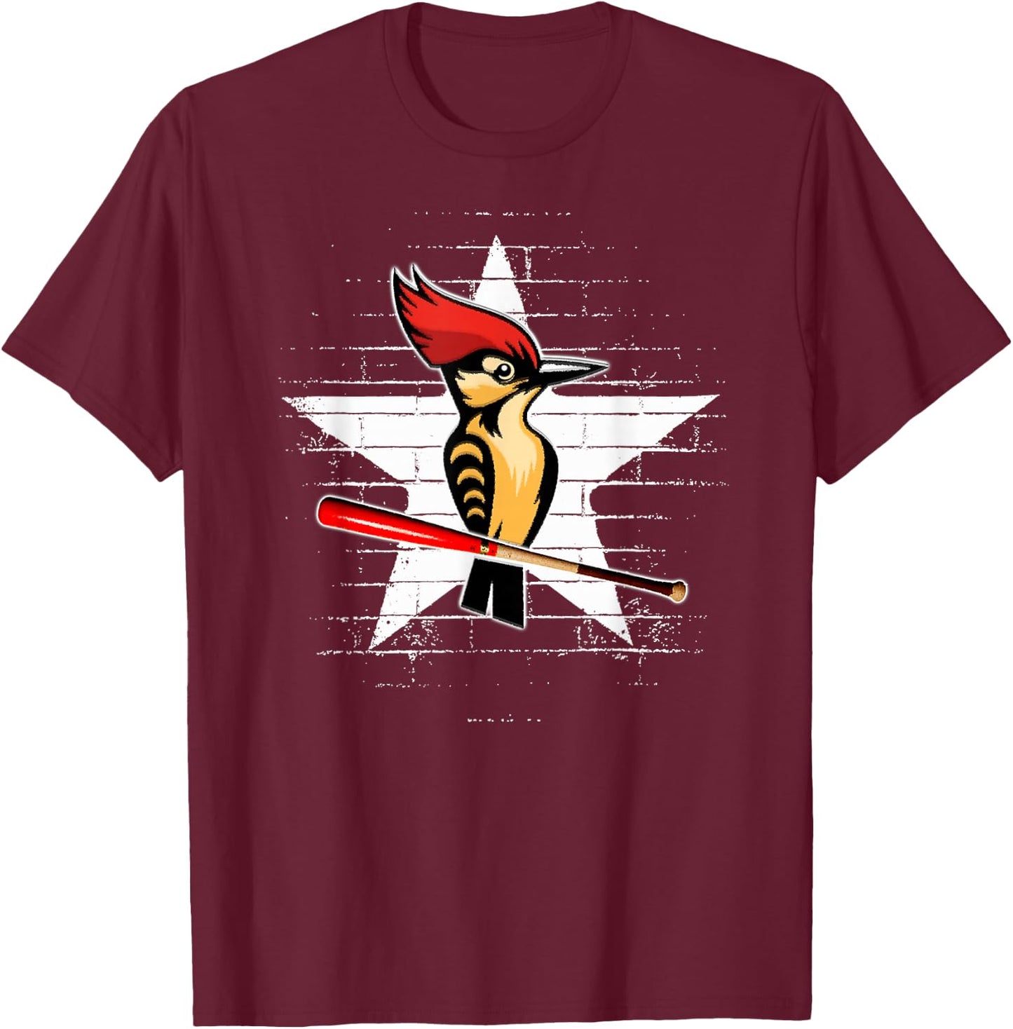 Woodpecker Baseball Bat - Team Logo T-Shirt - T-Shirt | Maroon