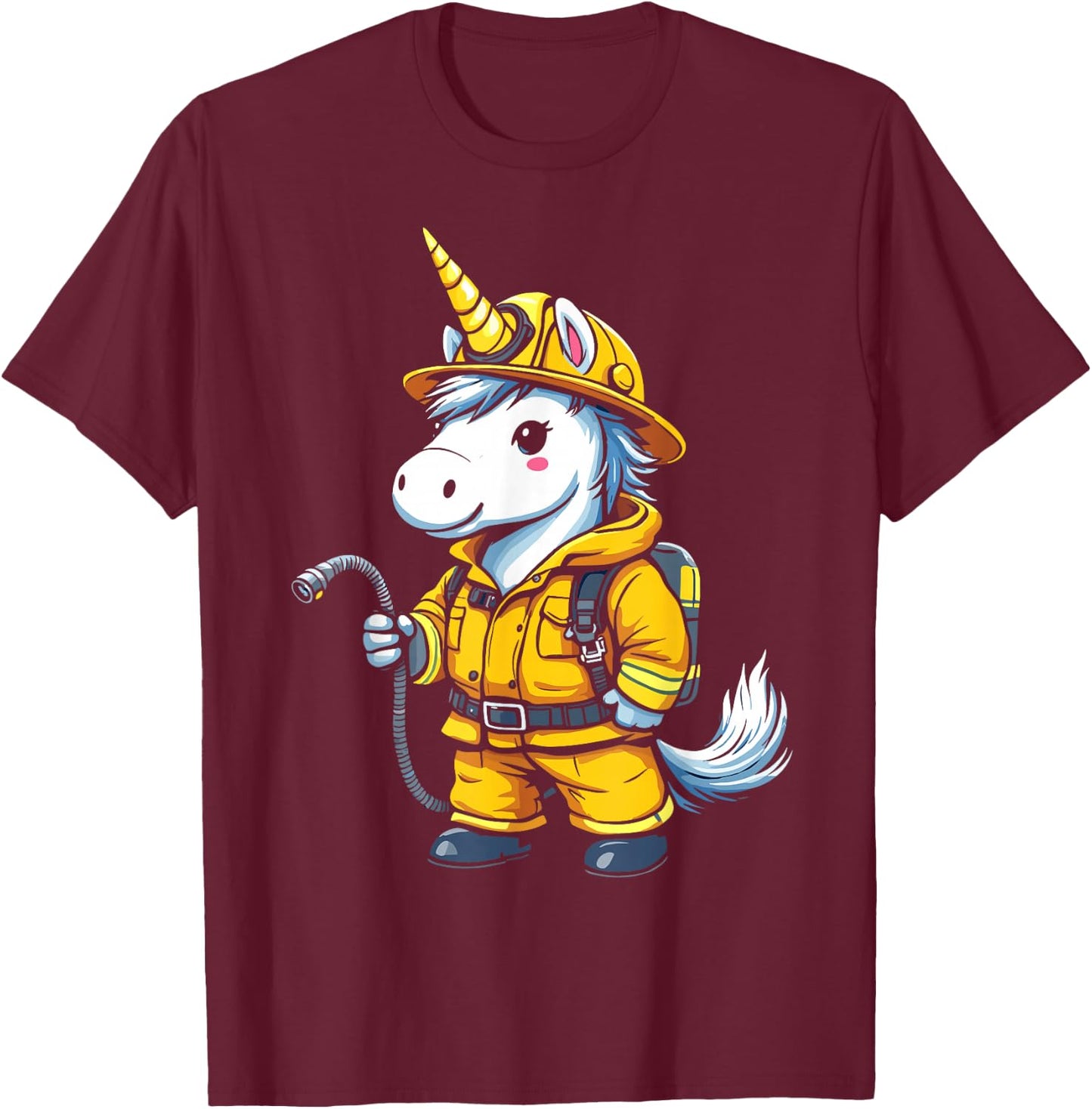 Firefighter Unicorn T-Shirt - T-Shirt | Maroon