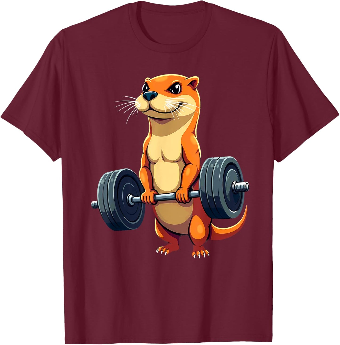 Workout Gym Otter Deadlift Weightlifting T-Shirt - T-Shirt | Maroon