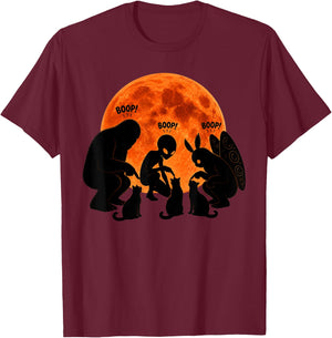 Bigfoot Boop Cat Alien Mothman Cats Full Moon Funny Cryptid T-Shirt - T-Shirt | Maroon