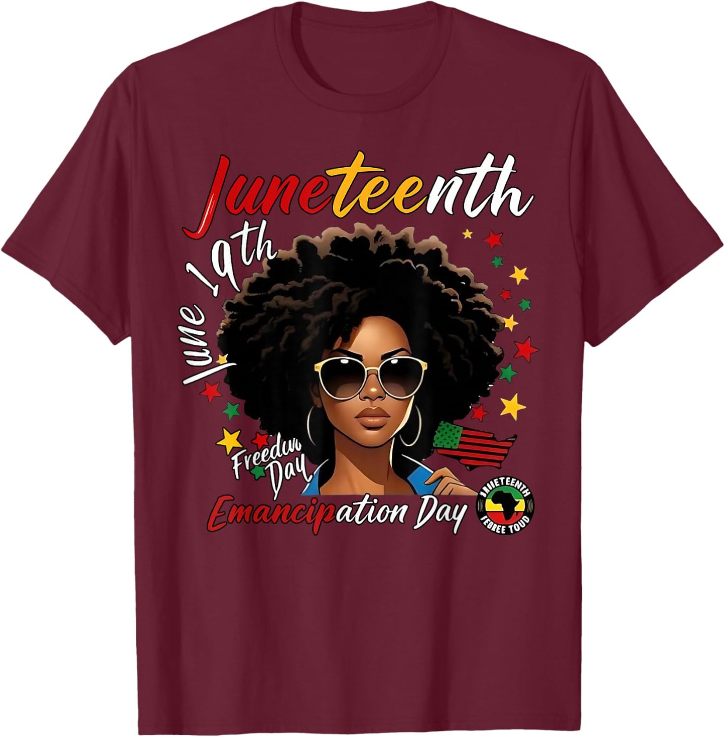 Juneteenth Emancipation Day Black June 19th 1865 Men Women T-Shirt - T-Shirt | Maroon