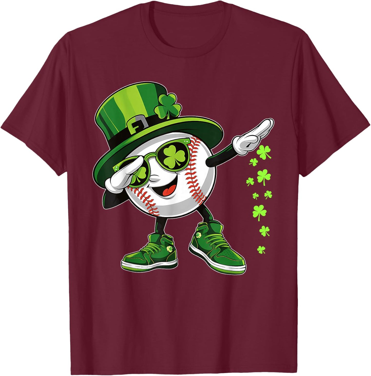 Funny Dabbing Shamrock Baseball St Patrick's Day Kids T-Shirt - T-Shirt | Maroon