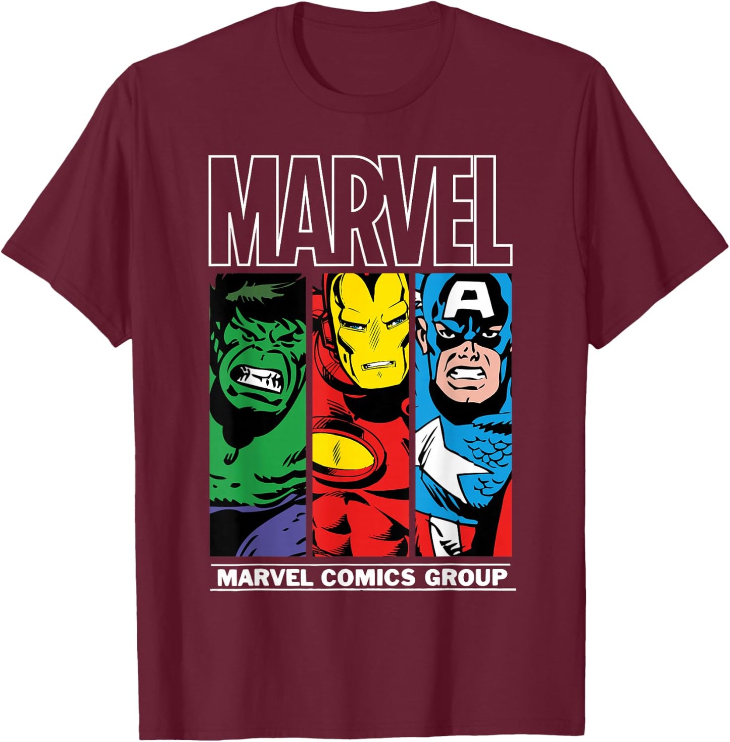 Marvel Heroes Hulk, Iron Man, Captain America T-Shirt - T-Shirt | Maroon