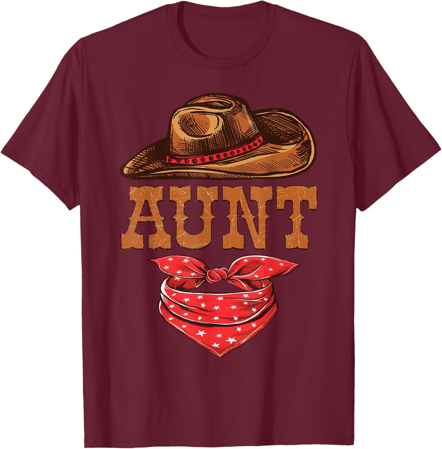Aunt Western Birthday Cowboy Cowgirl Family Matching T-Shirt - T-Shirt | Maroon