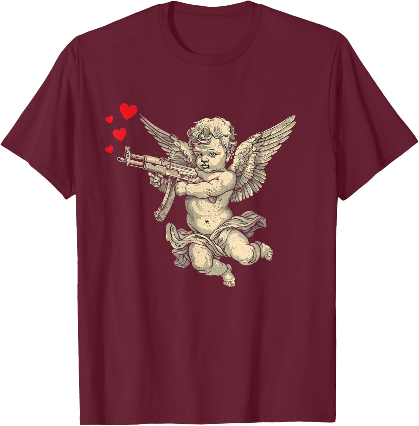 Cherub Angel Cupid Vintage Aesthetic Sarcastic Valentines T-Shirt - T-Shirt | Maroon