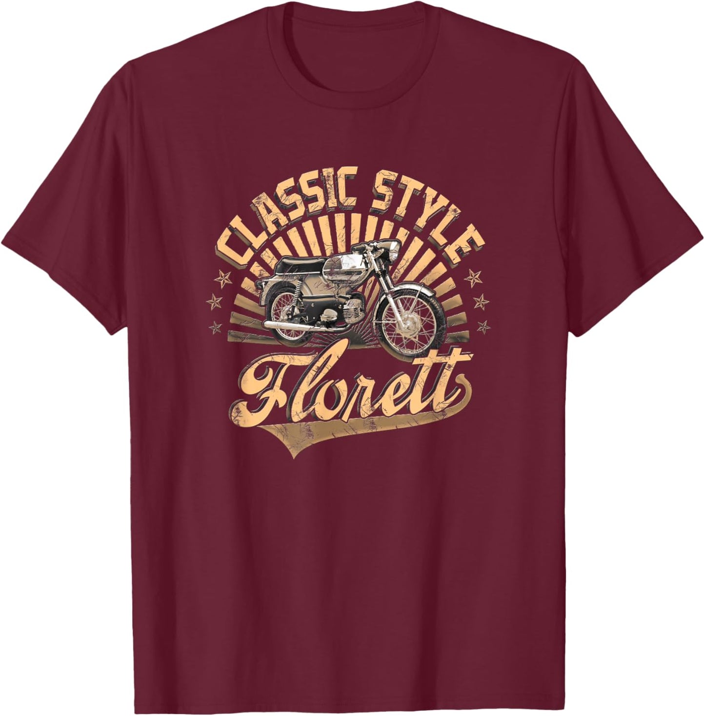 Kreidler Florett Moped Classic Style , black T-Shirt - T-Shirt | Maroon
