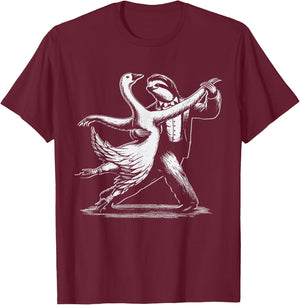 Cute Sloth and Goose Tango Dancing Dancer Gift Men Women Kid T-Shirt - T-Shirt | Maroon
