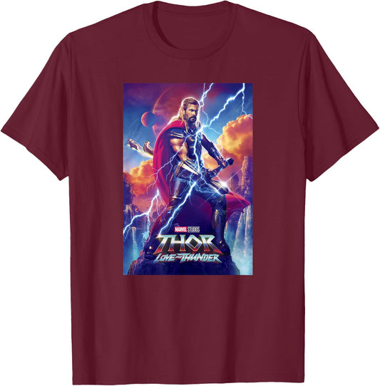 Marvel Thor: Love and Thunder Thor Odinson Poster T-Shirt - T-Shirt | Maroon
