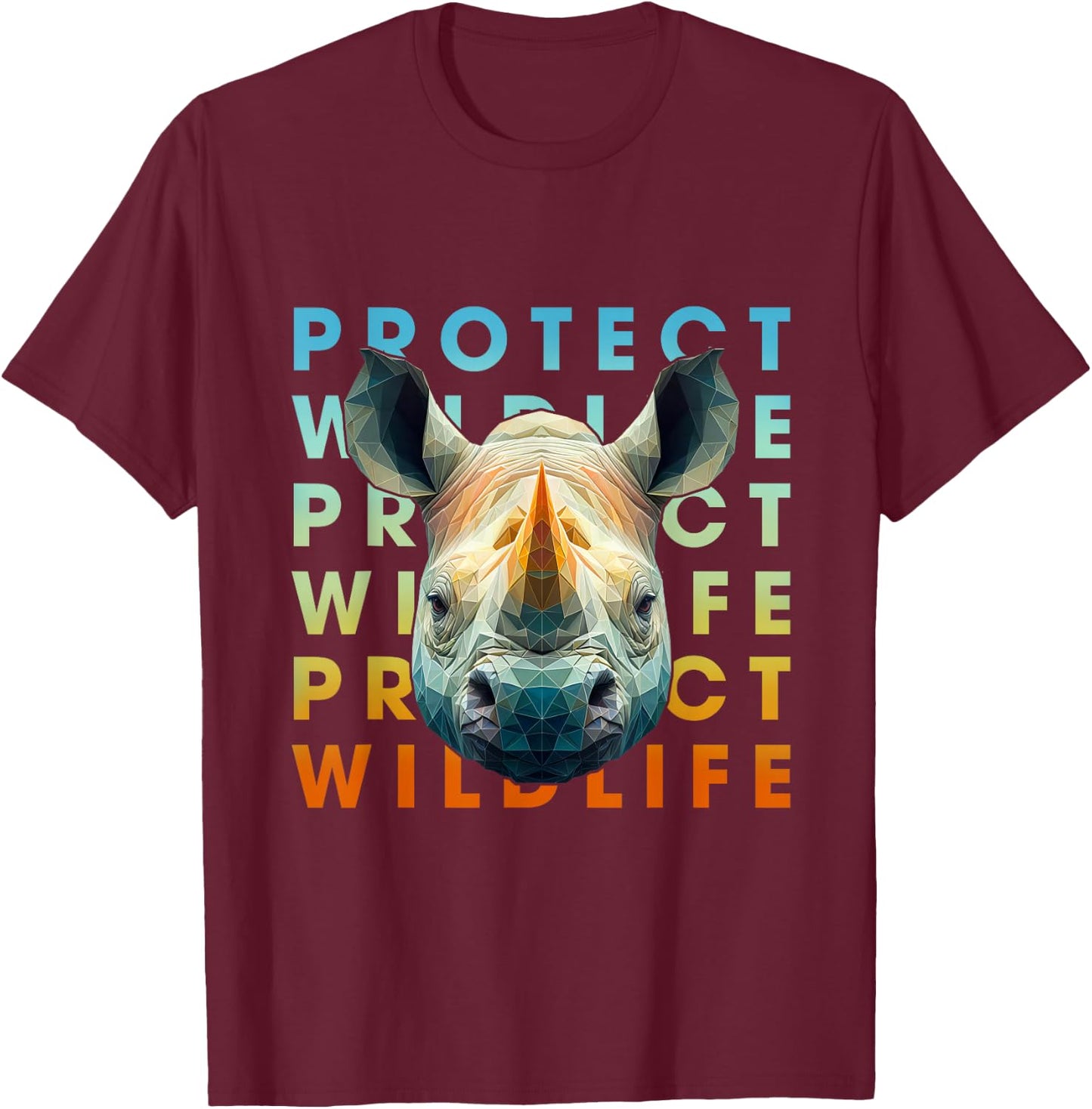 Endangered Animal Protect Wildlife Black Rhino Earth Day T-Shirt - T-Shirt | Maroon