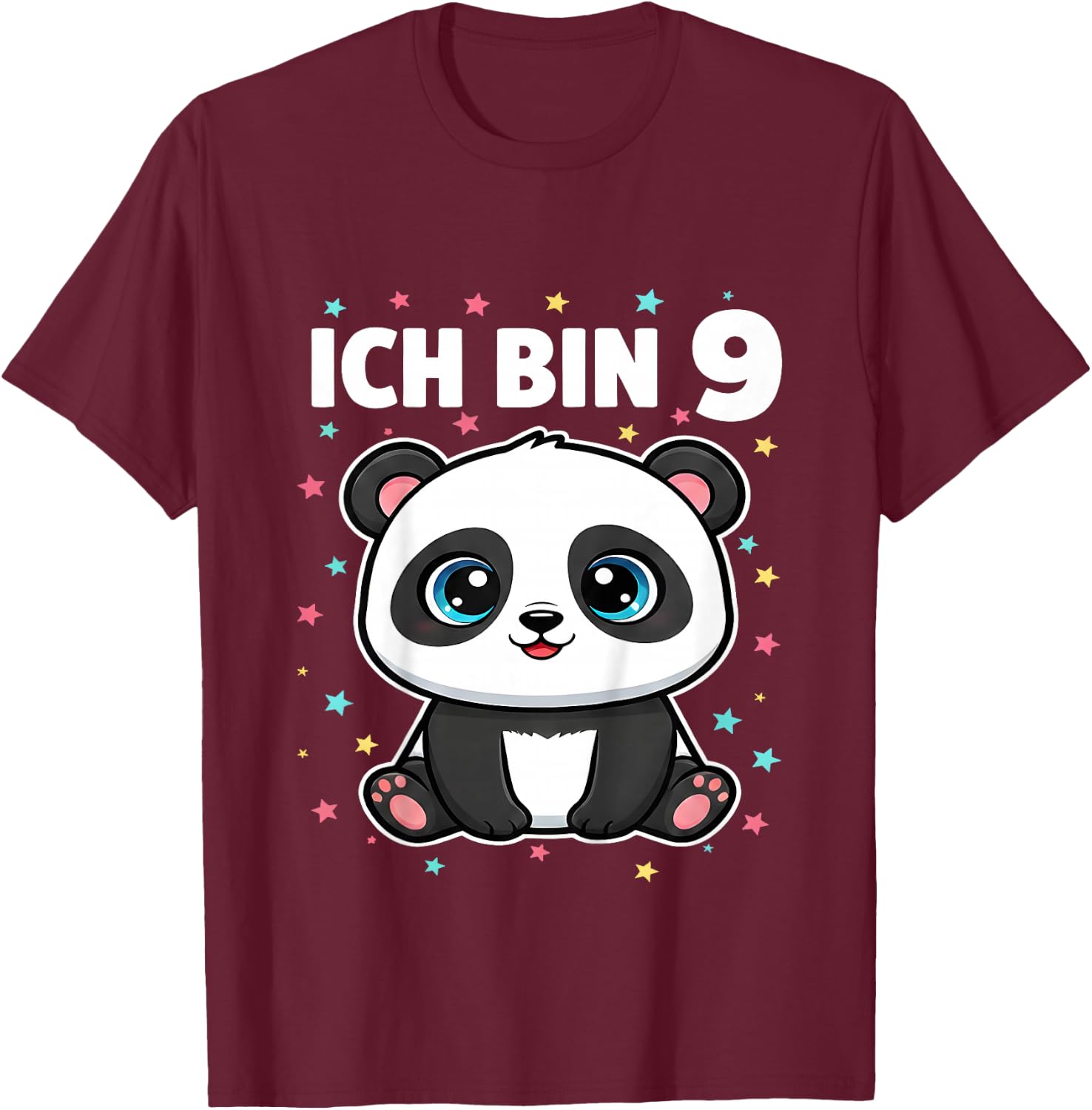 Ich Bin 9 - Süßes Panda Kindergeburtstag Junge Mädchen T-Shirt - T-Shirt | Maroon