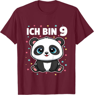 Ich Bin 9 - Süßes Panda Kindergeburtstag Junge Mädchen T-Shirt - T-Shirt | Maroon