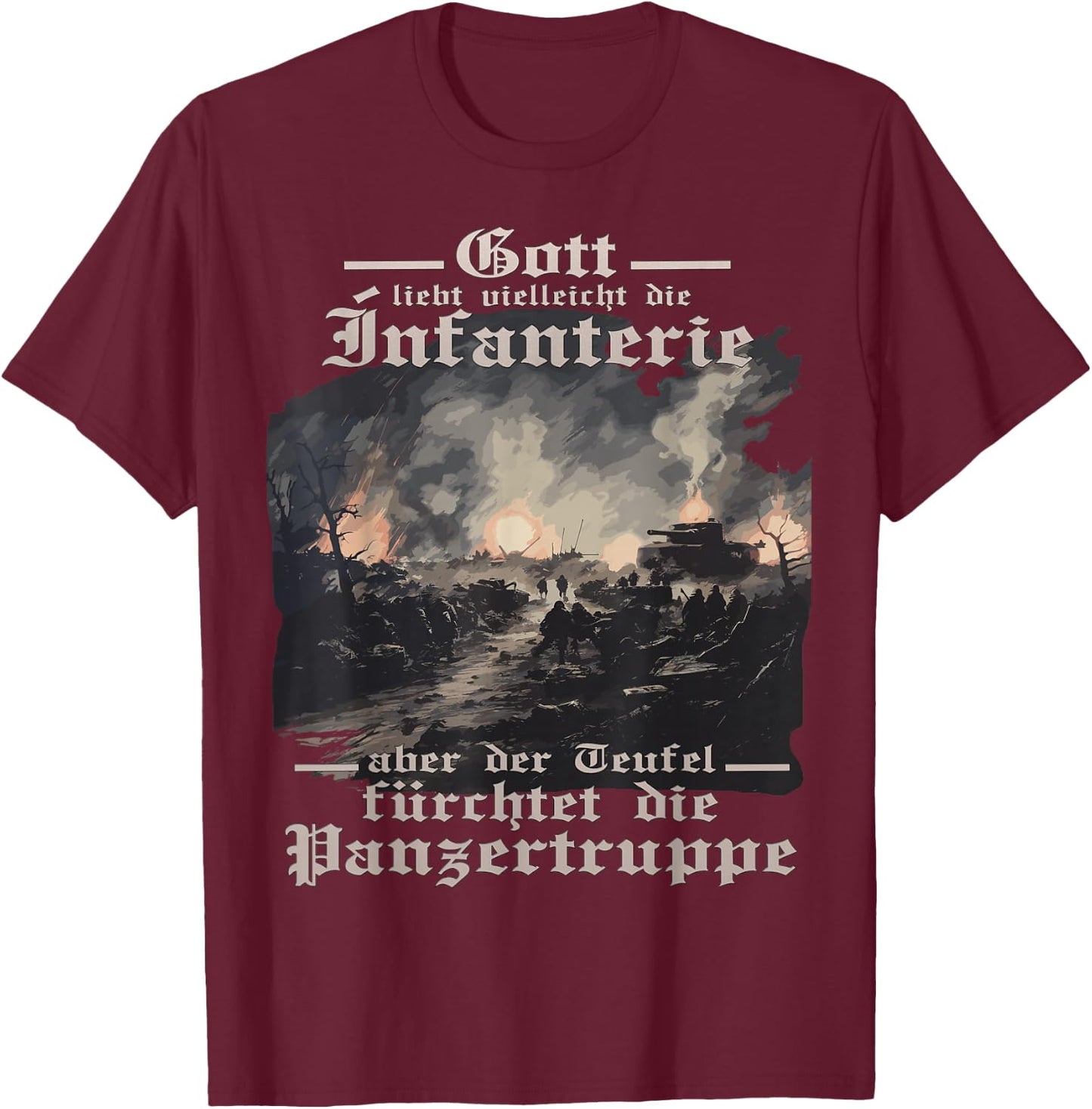 Tiger Tank Dystopian Tank T King Tiger Soldiers , black T-Shirt - T-Shirt | Maroon