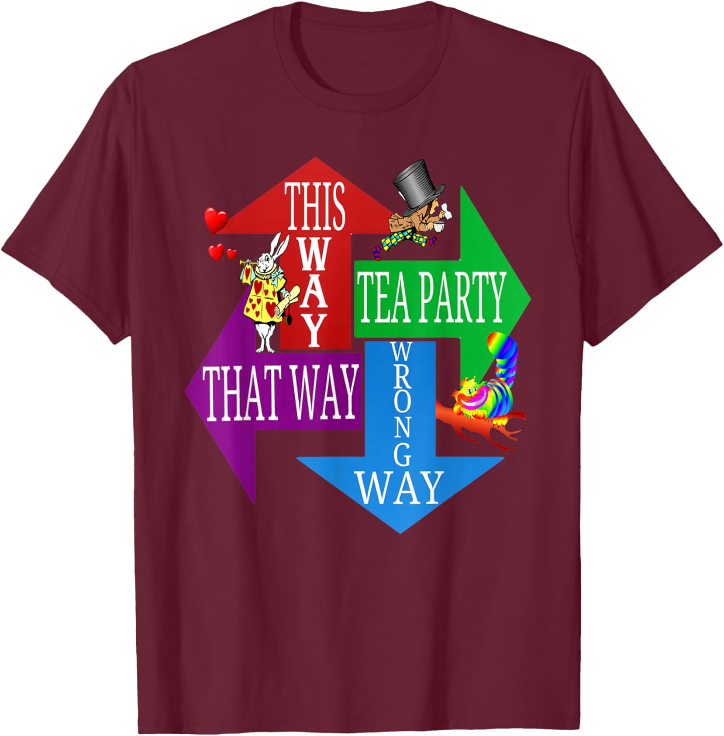 Madhatter Alice in Wonderland-Men Women Kids T Shirt T-Shirt - T-Shirt | Maroon