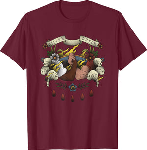 Iconic Dillon Dutch Manliest Handshake Tattoo Style T-Shirt - T-Shirt | Maroon