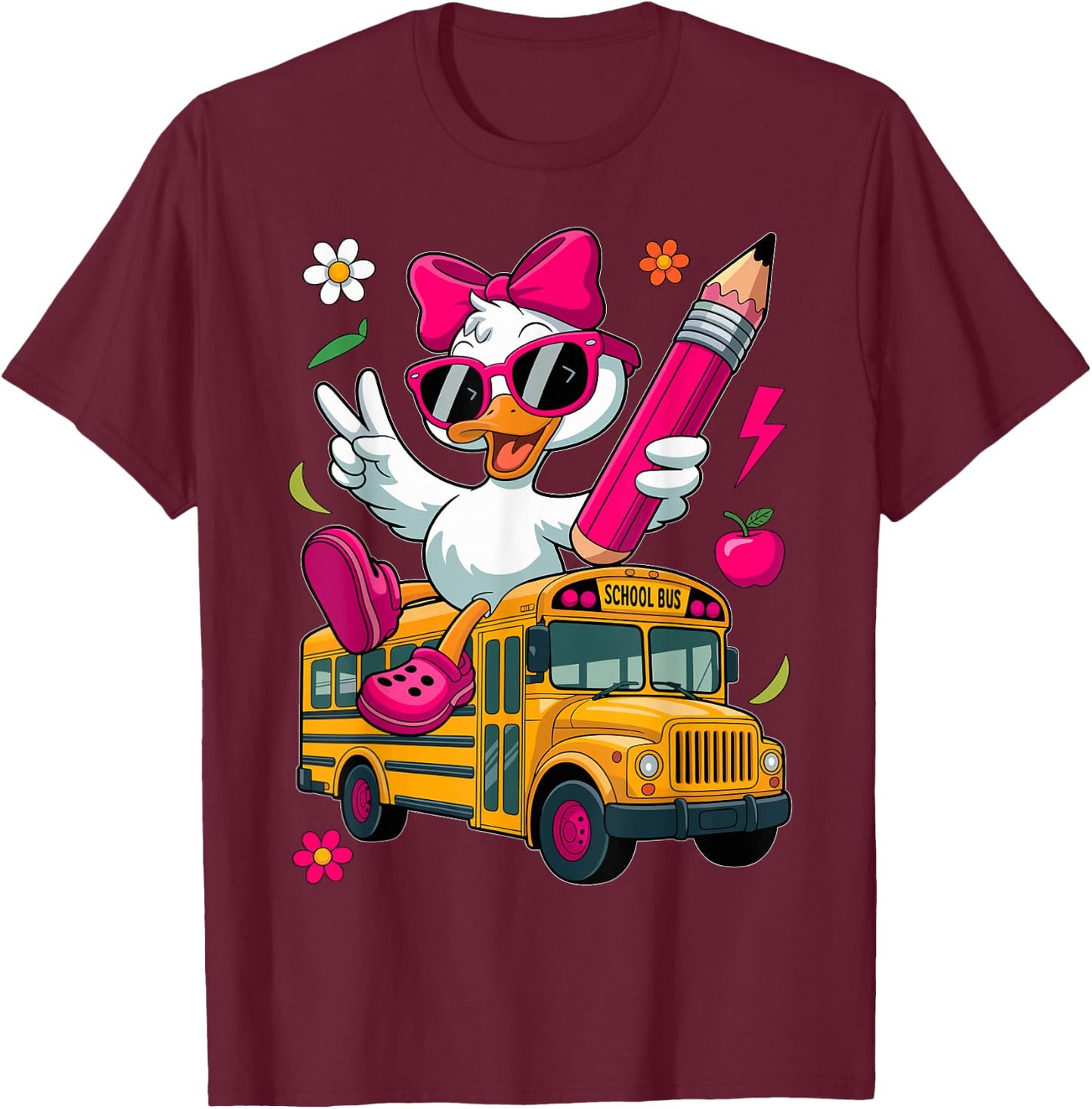 Funny Goose Back To School First Day Of School Girls Boys T-Shirt - T-Shirt | Maroon