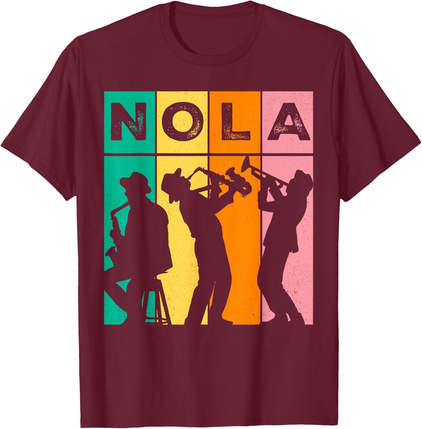Vintage NOLA New Orleans Mardi Gras Music Carnival Festival T-Shirt - T-Shirt | Maroon