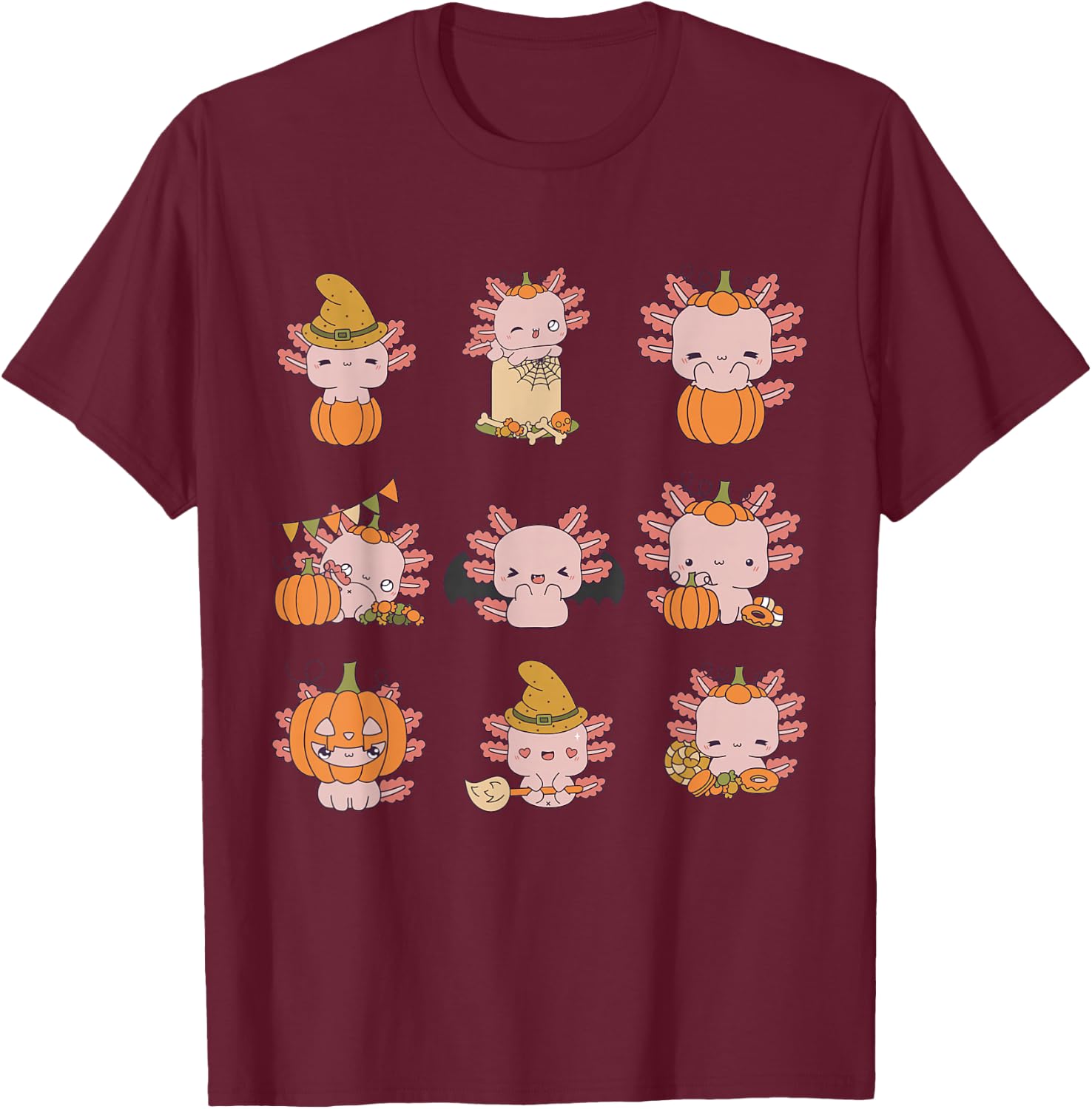 Funny Cute Lazy Halloween Costume Axolotl Toddler Kids T-Shirt - T-Shirt | Maroon