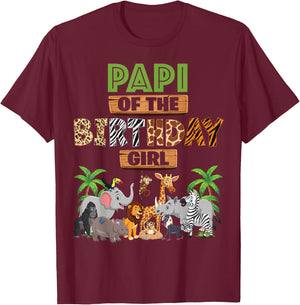 Wild Papi Of The Birthday Girl Zoo Safari Jungle Animal T-Shirt - T-Shirt | Maroon