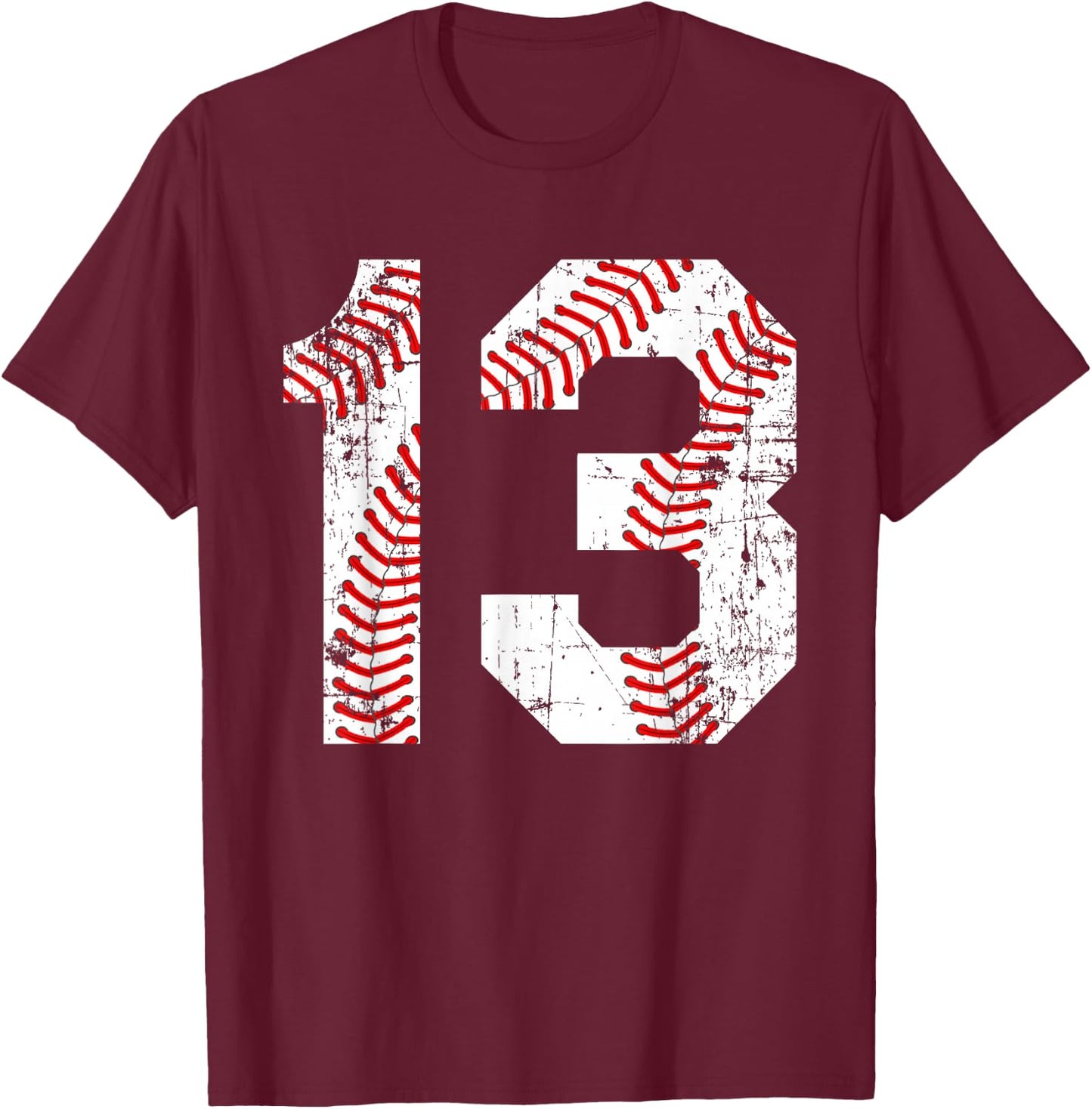 Vintage Baseball 13 Jersey Number T-Shirt - T-Shirt | Maroon