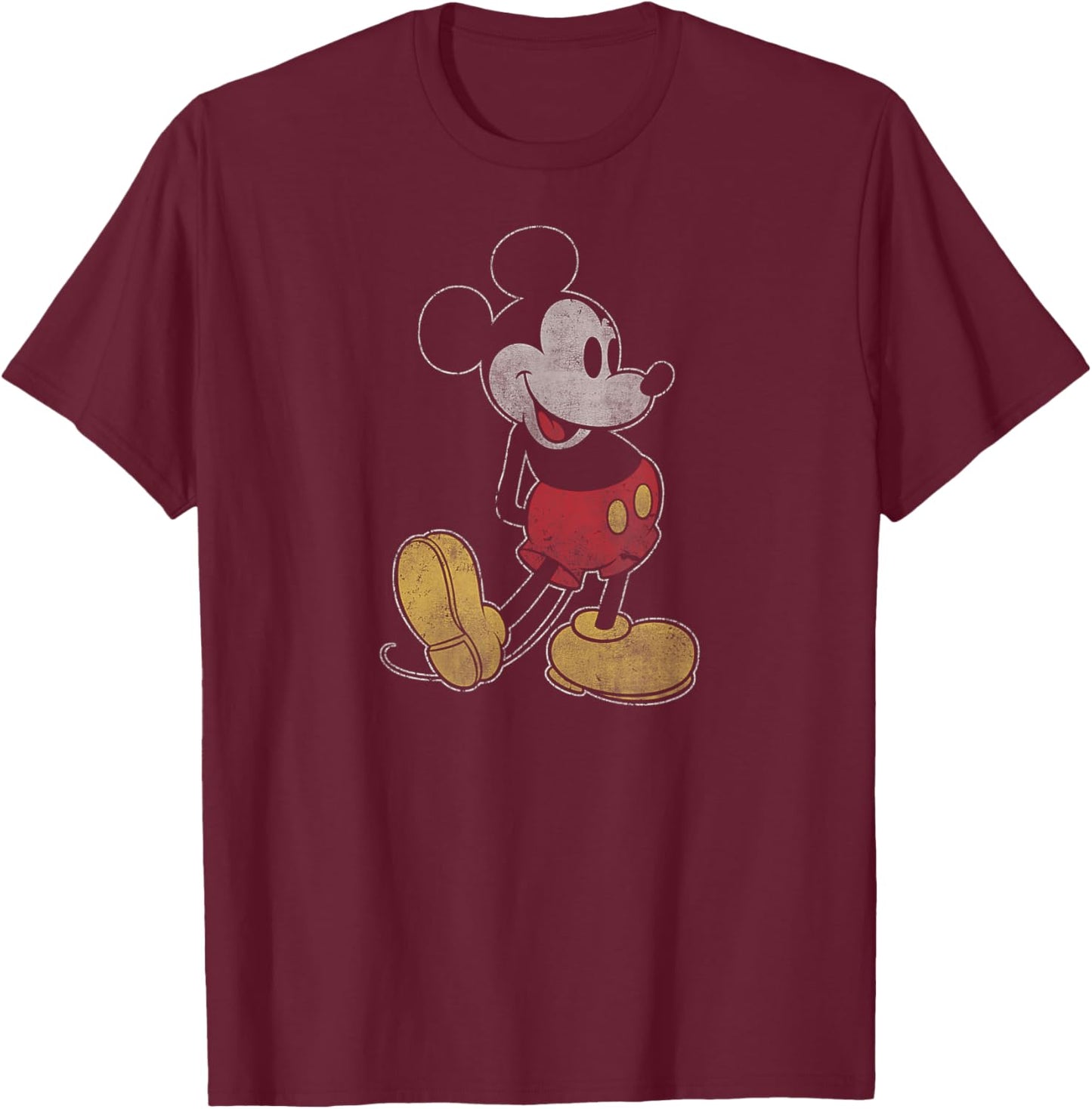 Disney Mickey Mouse Classic Fade Pose Small T-Shirt - T-Shirt | Maroon