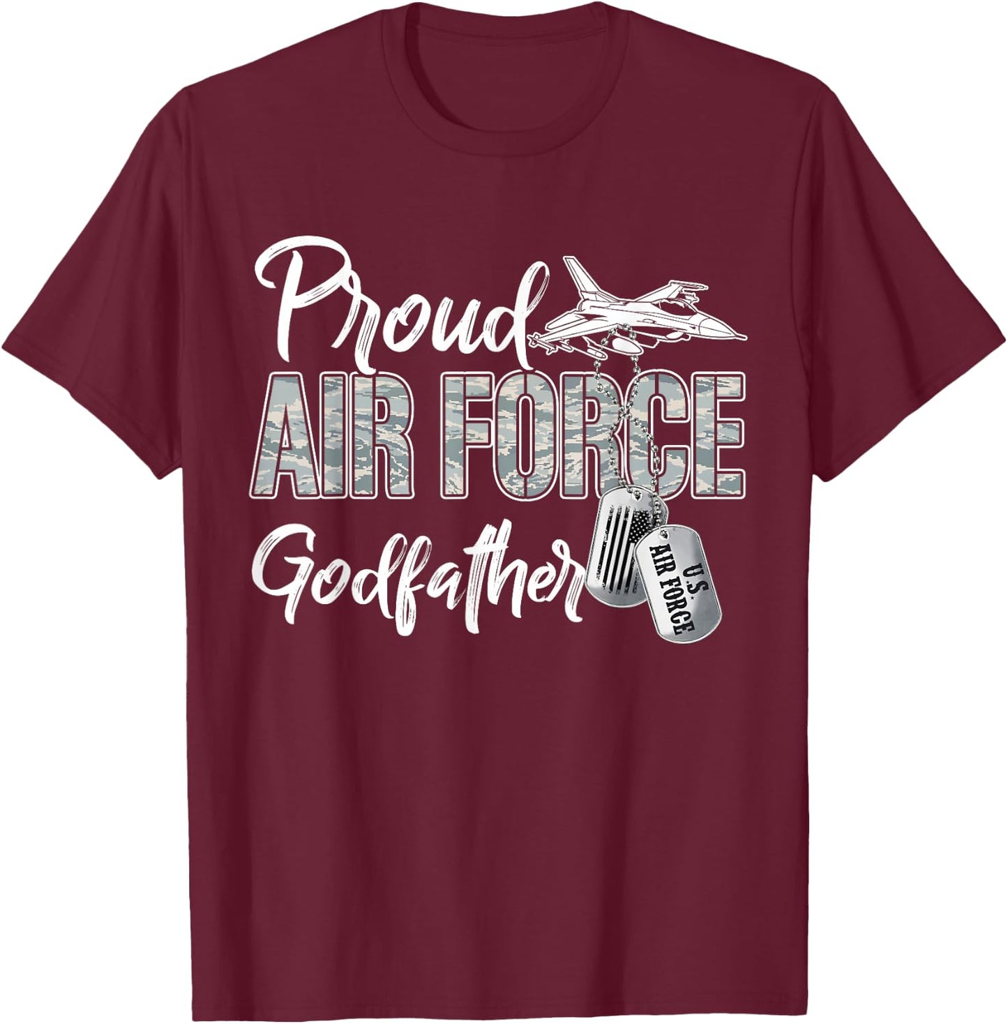 Proud Air Force Godfather US Military Family Matching T-Shirt - T-Shirt | Maroon