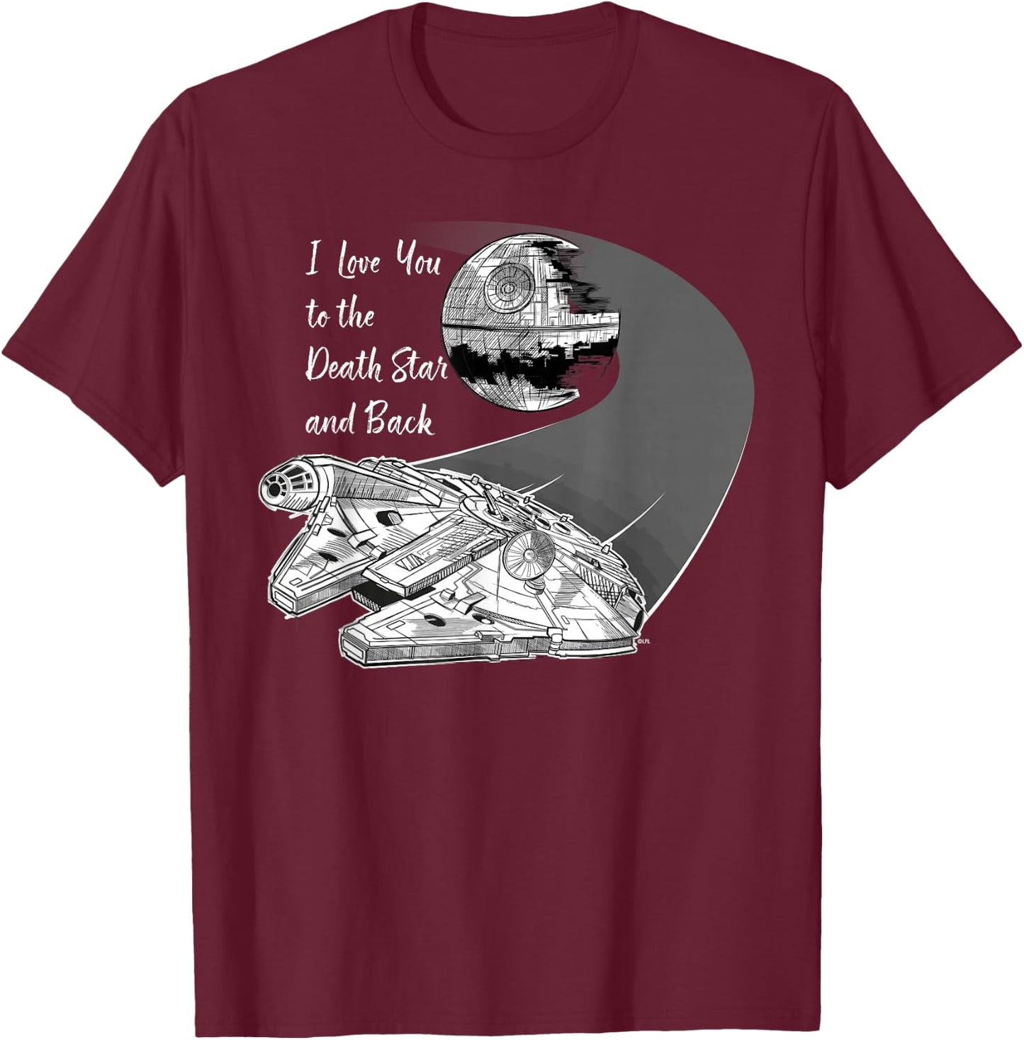 Star Wars Millennium Falcon I Love You Valentine's Wedding T-Shirt - T-Shirt | Maroon