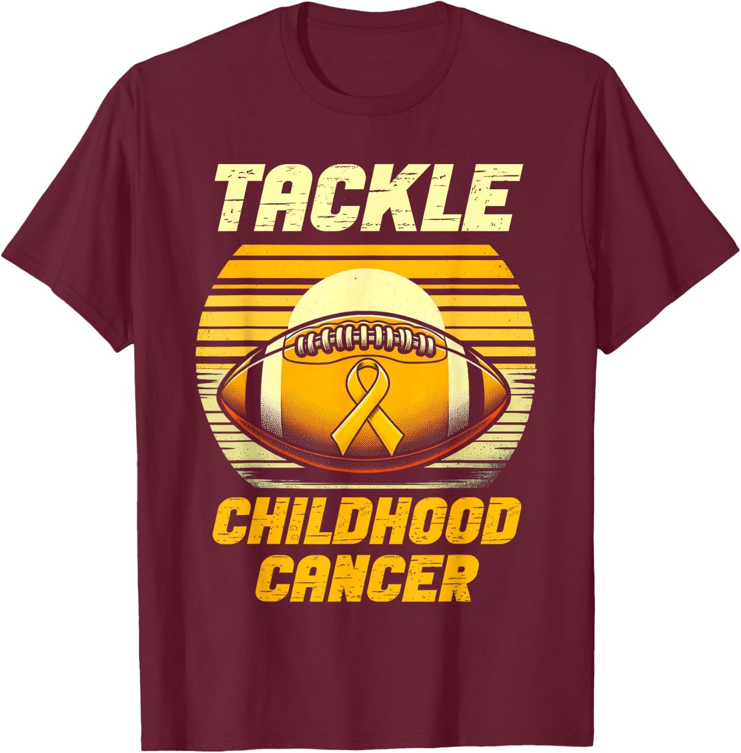 Tackle Football Childhood Cancer Awareness Kids Boys T-Shirt - T-Shirt | Maroon