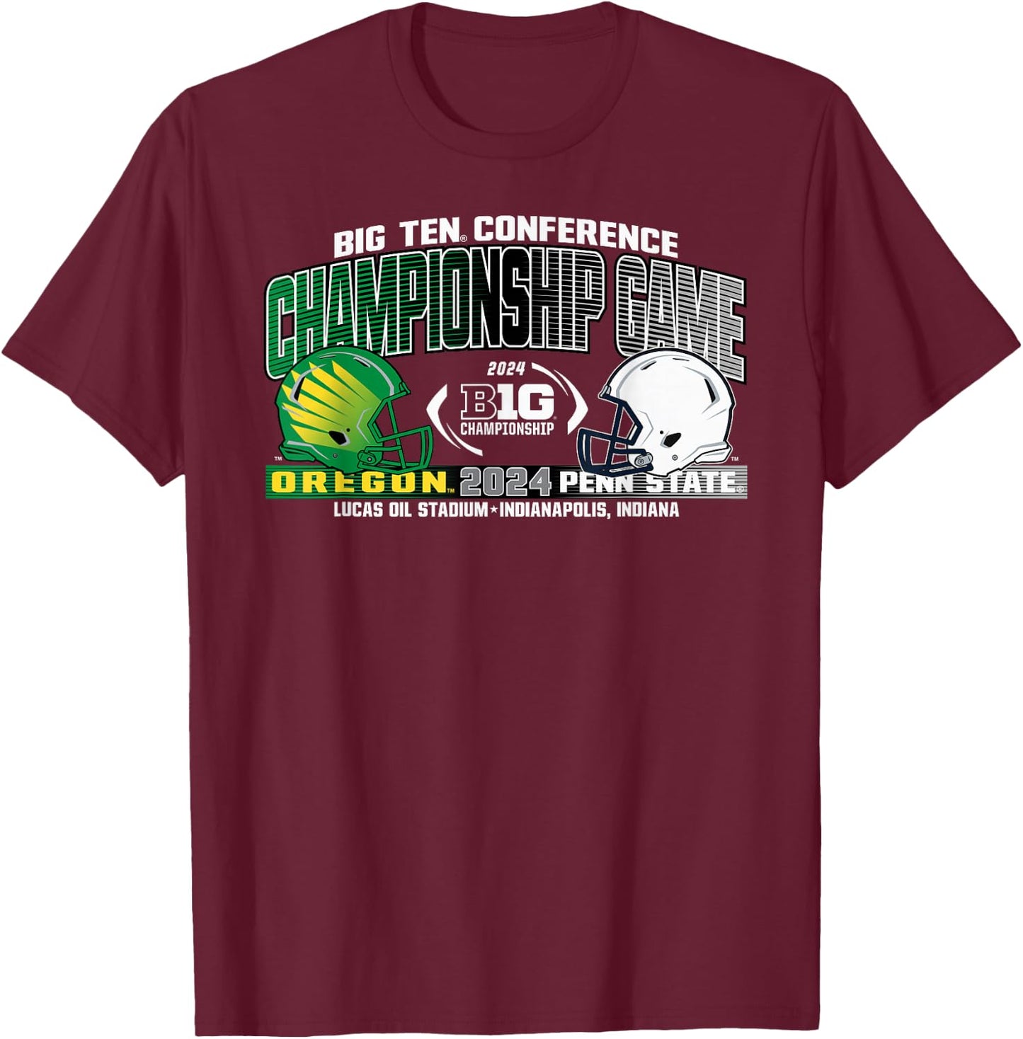 PSU Nittany Lions vs Oregon Ducks Big Ten Championship 2024 T-Shirt - T-Shirt | Maroon