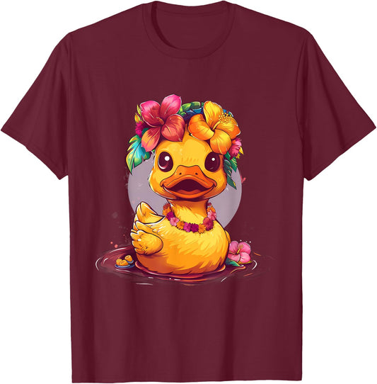 Rubber Duck Hawaiian Hawaii Rubber Duckie Rubber Duckling T-Shirt - T-Shirt | Maroon