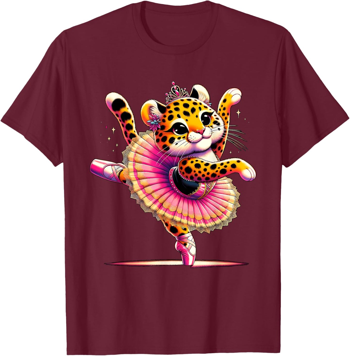 Ballerina Leopard Dancing T-Shirt - T-Shirt | Maroon