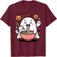 Mignon fantôme Mangeant Ramen Halloween Kawaii Effrayant T-Shirt - T-Shirt | Maroon