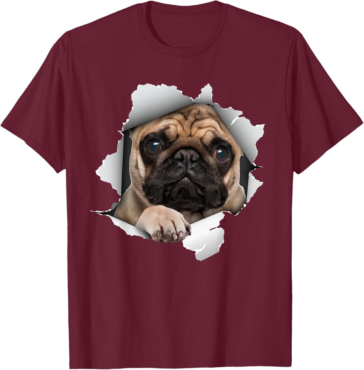 Cute Pug Design Women Kids Pet Dog Breed Pug Lovers T-Shirt - T-Shirt | Maroon