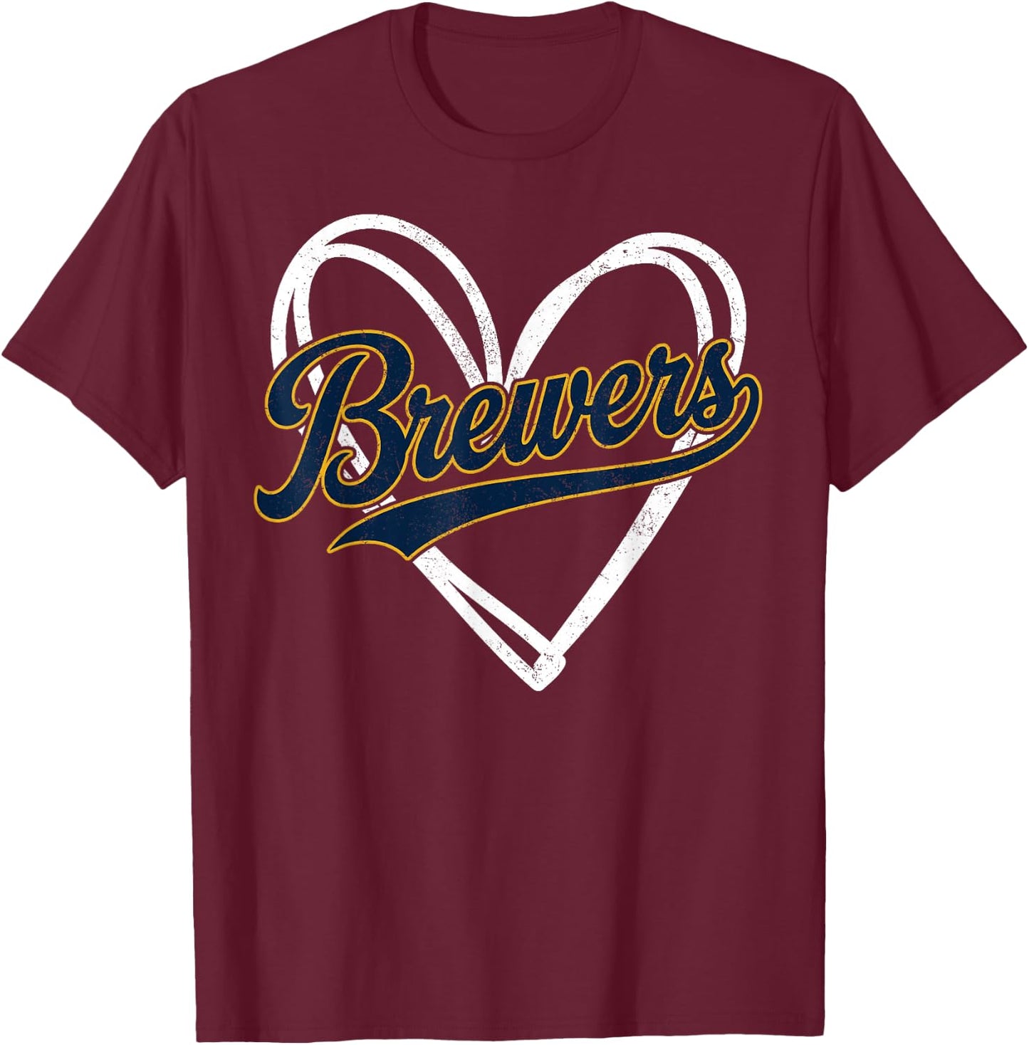 Vintage Brewers Retro Classic Heart Gifts Women Kids T-Shirt - T-Shirt | Maroon