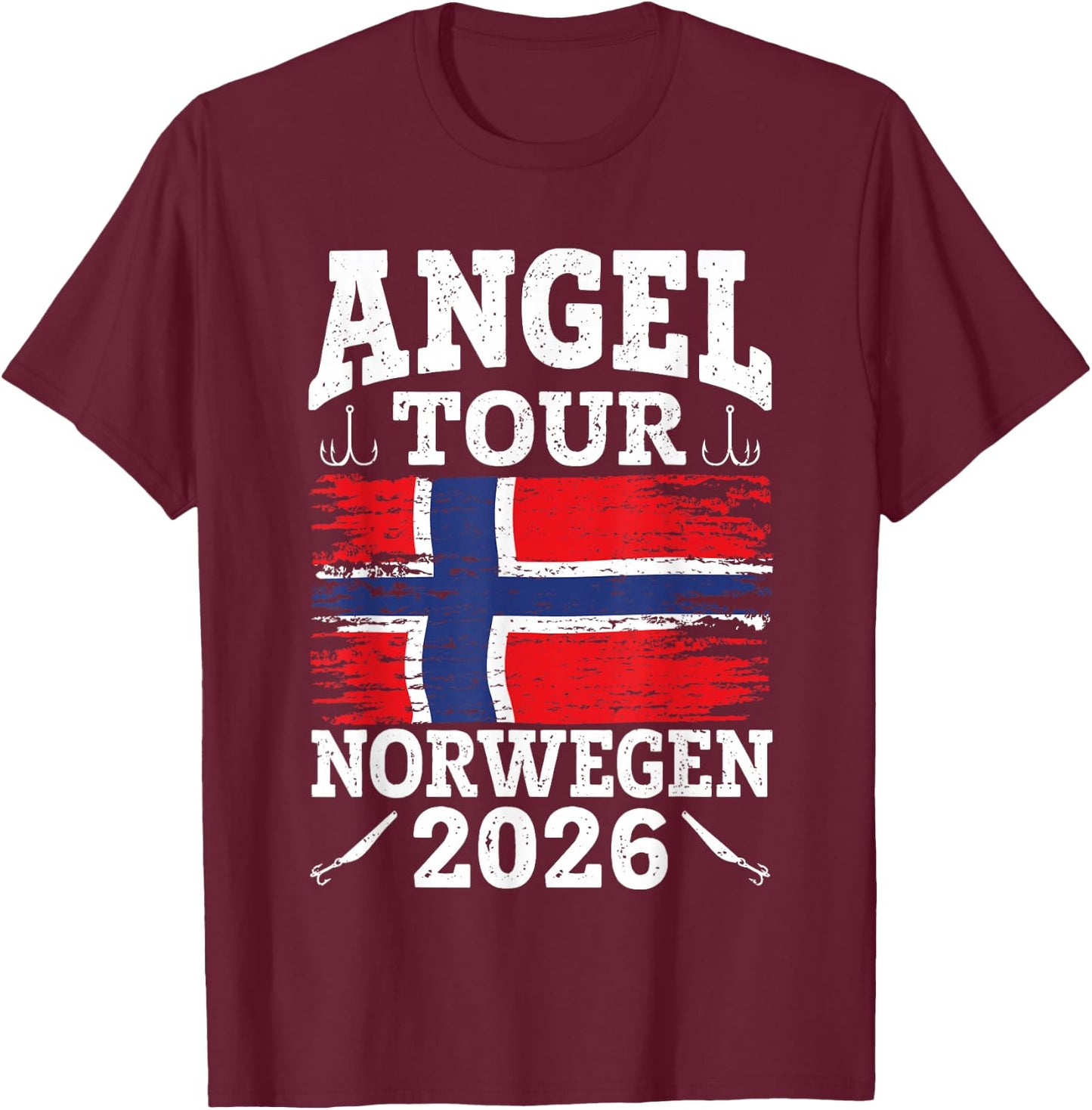 Angel Tour Norway 2026 Fishing Team Norway Flag Angler , black, S T-Shirt - T-Shirt | Maroon